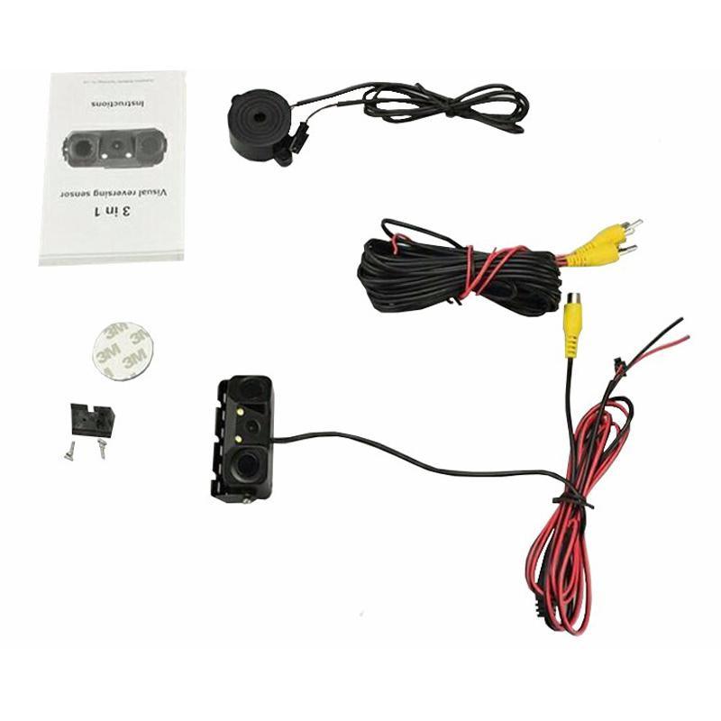 ANLUD PZ451 3 in 1 Car Parking Sensors with Rear Camera LED Light Detector Buzzer Alarm Park