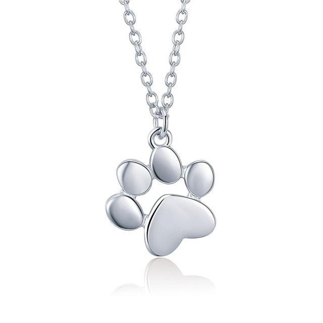 BAMOER Genuine 925 Sterling Silver Cute Animal Footprints Dog Cat Footprints Paw Necklaces Pendants Women Silver Jewelry SCN275 - DRE's Electronics and Fine Jewelry