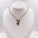 2020 new Women Fashion Cute Long Ear Bunny Pendant Necklaces Charm Playboy Necklace Party Jewelry Collier Femme - Sterling Silver