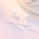 ANENJERY 925 Sterling Silver Simple Geometric Circle Square Triangle Stud Earrings For Women Gift Oorbellen S-E535 - DRE's Electronics and Fine Jewelry