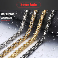 Necklace Chains Black Silver Gold Byzantine Box Link Stainless Steel Chain Neckalaces for Men - DRE's Electronics and Fine Jewelry