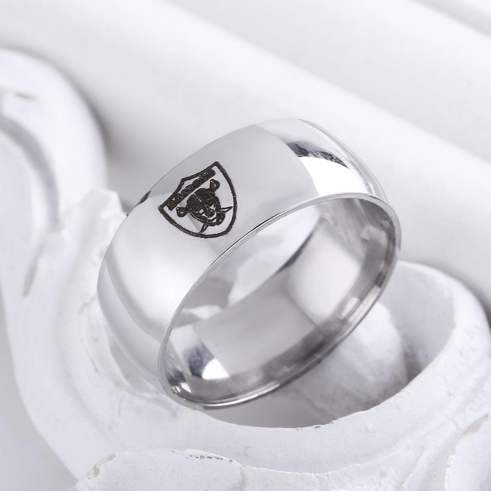 Design Oakland Raiders Team Logo Rings Black Titanium Steel FOOTBALL Championship Ring Jewelry - DRE's Electronics and Fine Jewelry