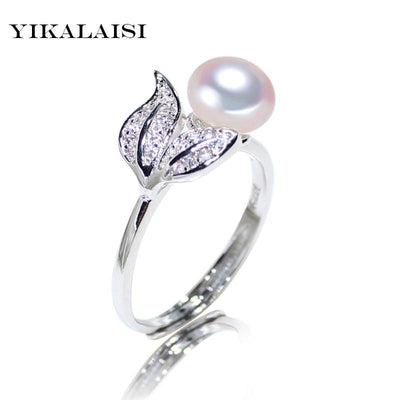 YIKALAISI Pearl jewelry 7-8 mm rings 925 sterling silver jewelry