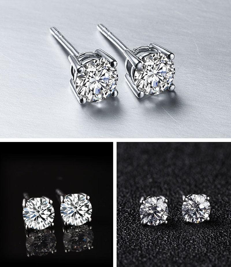 Free Sent Certificate 100% 925 Sterling Silver Round Cut 2.0ct Zirconia Diamond Stud Earrings for Women Men Silver 925 Jewelry - DRE's Electronics and Fine Jewelry