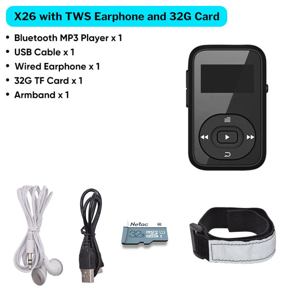 Deelife Bluetooth MP3 player Music Sport Clip Portable Walkman with Armband Mini Players FM Radio Ebook Voice Recorder