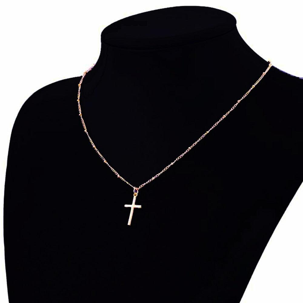 Vienkim Summer Gold Chain Cross Necklace Small Gold Cross Religious Jewelry Women's necklace