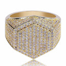 Hip Hop Man Ring Micro Pave CZ Silver Ring Gold Color Square Rings For Men Jewelry - DRE's Electronics and Fine Jewelry