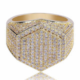 Hip Hop Man Ring Micro Pave CZ Silver Ring Gold Color Square Rings For Men Jewelry