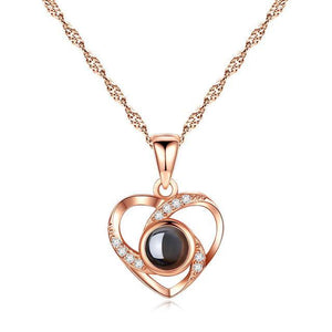 Silver Heart of love - Rose gold - Sterling Necklaces