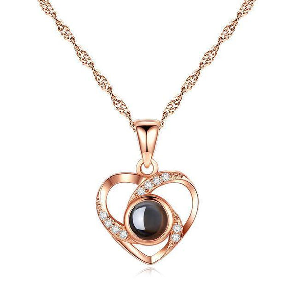 Silver Heart of love - Rose gold - Sterling Necklaces