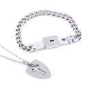 Couple Lovers Jewelry Love Heart Lock Bracelet Stainless Steel Bracelets Bangles Key Pendant Necklace Jewelry - DRE's Electronics and Fine Jewelry