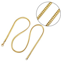 HIP Hop Gold Color Stainless Steel Curb Cuban Link Chain Necklaces Trendy Choker 50CM Long Flat Snake Chain for Men Jewelry - DRE's Electronics and Fine Jewelry