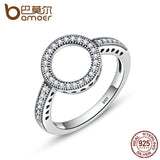 BAMOER 925 Sterling Silver Forever Clear Black CZ Circle Round Finger Rings SCR041