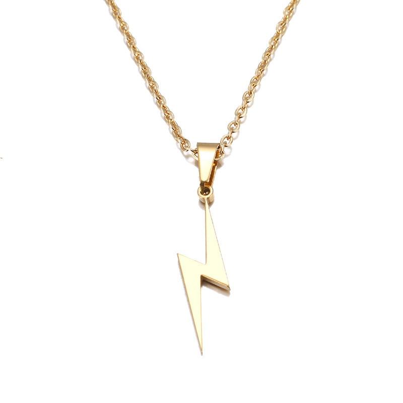 Stainless Steel Lightning Bolt Necklace Pendant for Women Men Scar Necklace - DRE's Electronics and Fine Jewelry