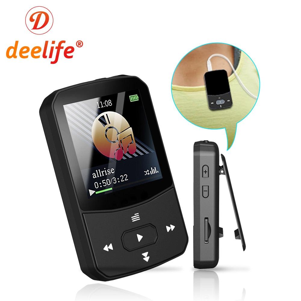 Deelife Bluetooth 5.0 MP3 Mini Player Portable Clip Music Lossless HiFi Audio MP3 Player with FM Radio