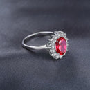 Princess Diana William Engagement Wedding Created Red Ruby Ring Set Pure 925 Sterling Silver Jewelry - DRE's Electronics and Fine Jewelry