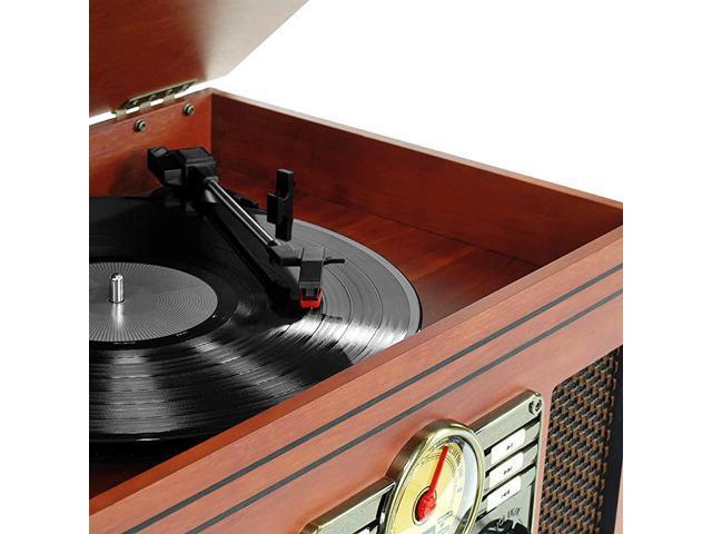 Innovative Technology VTA-200B MH Nostalgic Classic Wood 6-in-1 Bluetooth Turntable Entertainment Center, Mahogany - DRE's Electronics and Fine Jewelry