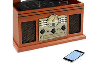 Innovative Technology VTA-200B MH Nostalgic Classic Wood 6-in-1 Bluetooth Turntable Entertainment Center, Mahogany - DRE's Electronics and Fine Jewelry