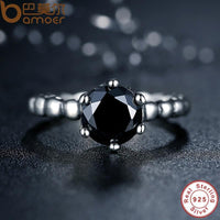 BAMOER 925 Sterling Silver Ring with Black Cubic Zirconia PA7109 - DRE's Electronics and Fine Jewelry