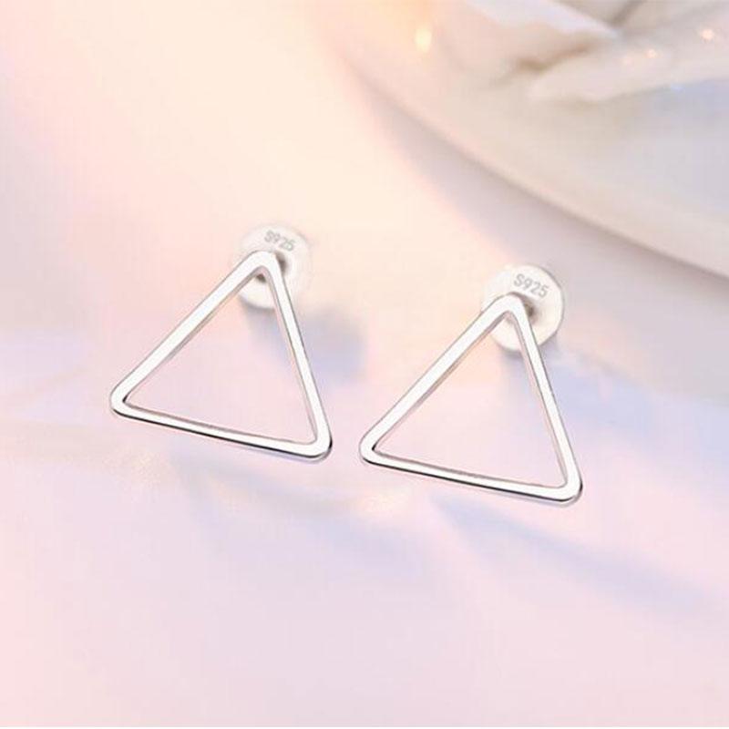 ANENJERY 925 Sterling Silver Simple Geometric Circle Square Triangle Stud Earrings For Women Gift Oorbellen S-E535 - DRE's Electronics and Fine Jewelry