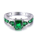 Square Green Stone May Birthstone Ring - Rings