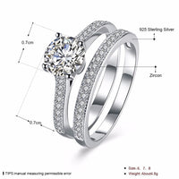 Solid 925 Sterling Silver Ring Sets Engagement Jewelry Classic Fashion Ring - DRE's Electronics and Fine Jewelry