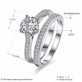 Solid 925 Sterling Silver Ring Sets Engagement Jewelry Classic Fashion - Wedding Rings