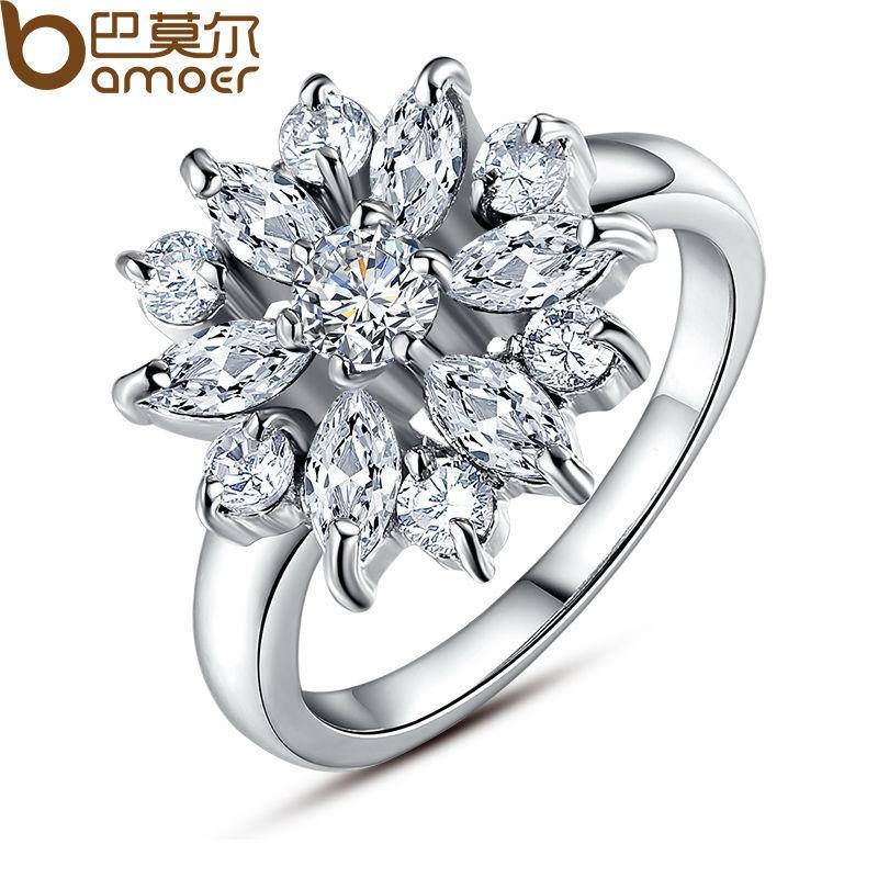 BAMOER Finger Ring with AAA Cubic Zircon Engagement Jewelry #6 7 8 9 JIR029 - DRE's Electronics and Fine Jewelry