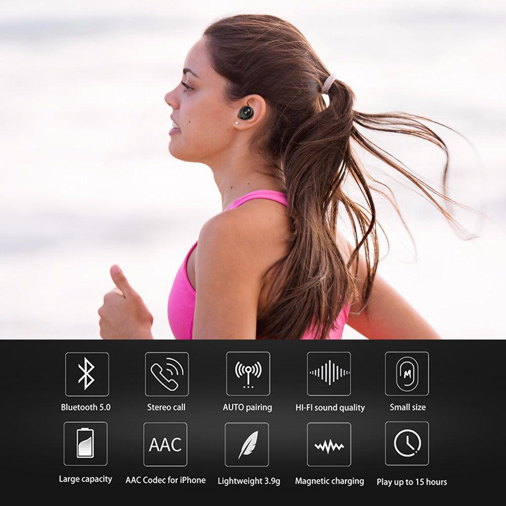 Anomoibuds Capsule TWS Wireless Earbuds V5.0 Bluetooth Earphone Headset Deep Bass Sport Earphone