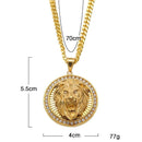 Mens Hip Hop Jewelry Iced Out Gold Color Fashion Bling Bling Lion Head Pendant Men Necklace Gold Color For Gift/present - DRE's Electronics and Fine Jewelry