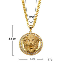 Mens Hip Hop Jewelry Iced Out Gold Color Fashion Bling Bling Lion Head Pendant Men Necklace Gold Color For Gift/present - DRE's Electronics and Fine Jewelry