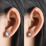 Steel Cubic Zirconia Crystal Stone Round Small Stud Earring for Women Wedding Unusual helix screw earrings Man Jewelry female