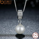 BAMOER 925 Sterling Silver Simulated Pearl Pendant Necklace Long Chain Necklace SCN030 - DRE's Electronics and Fine Jewelry