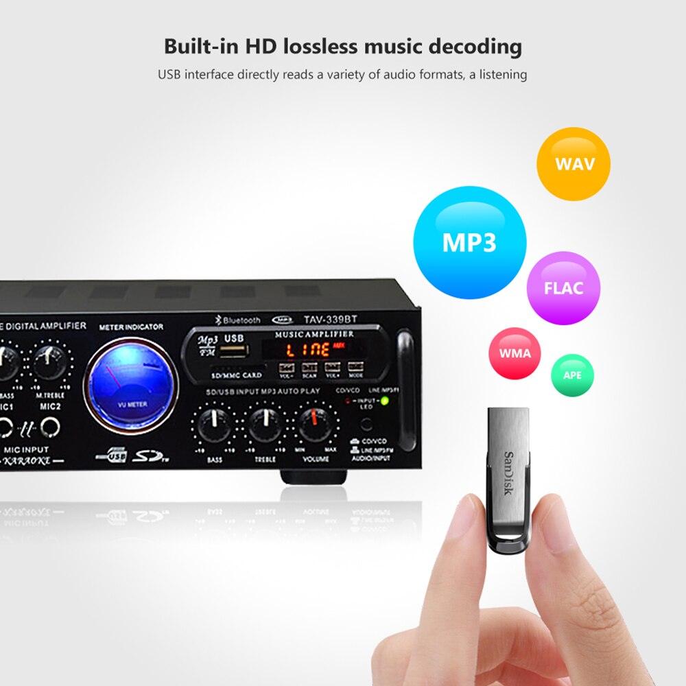 Amplificador Bluetooth AV Power Audio Amplifier Board Stereo Home Sound Amplifiers With MIC USB SD FM Professional Car Amplifier