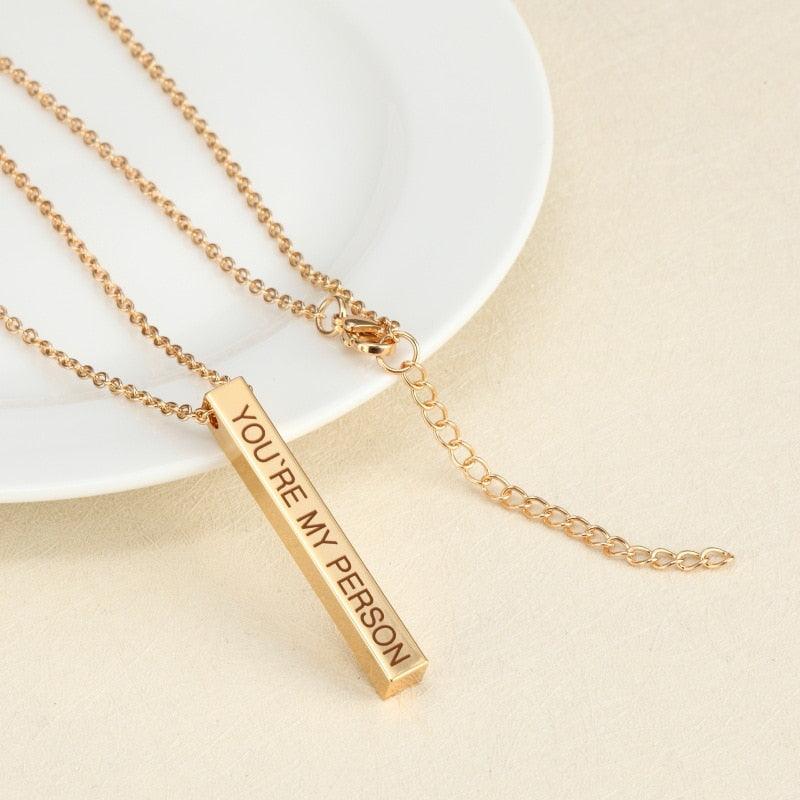 S925 Sterling silver Four Sides Engraving Personalized Couple Necklace Pendant Long Gold Chain Men Women Jewelry Birthday Gift - DRE's Electronics and Fine Jewelry