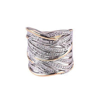 Multi-layer Gold Two-tone Ring High Quality Simulation Crystal Silver Color Wedding Rings For Women Bagues Pour Femme - DRE's Electronics and Fine Jewelry