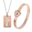 Couple Lovers Jewelry Love Heart Lock Bracelet Stainless Steel Bracelets Bangles Key Pendant Necklace Jewelry - DRE's Electronics and Fine Jewelry