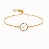 Colorful Rainbow Zircon 26 Letter Bracelet for Women adjustable initial Femme Snake Chain Jewelry Christmas gifts - Bracelets