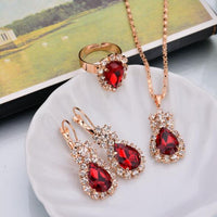 Water Drop Shape Earrings Necklace Rings Jewelry Sets