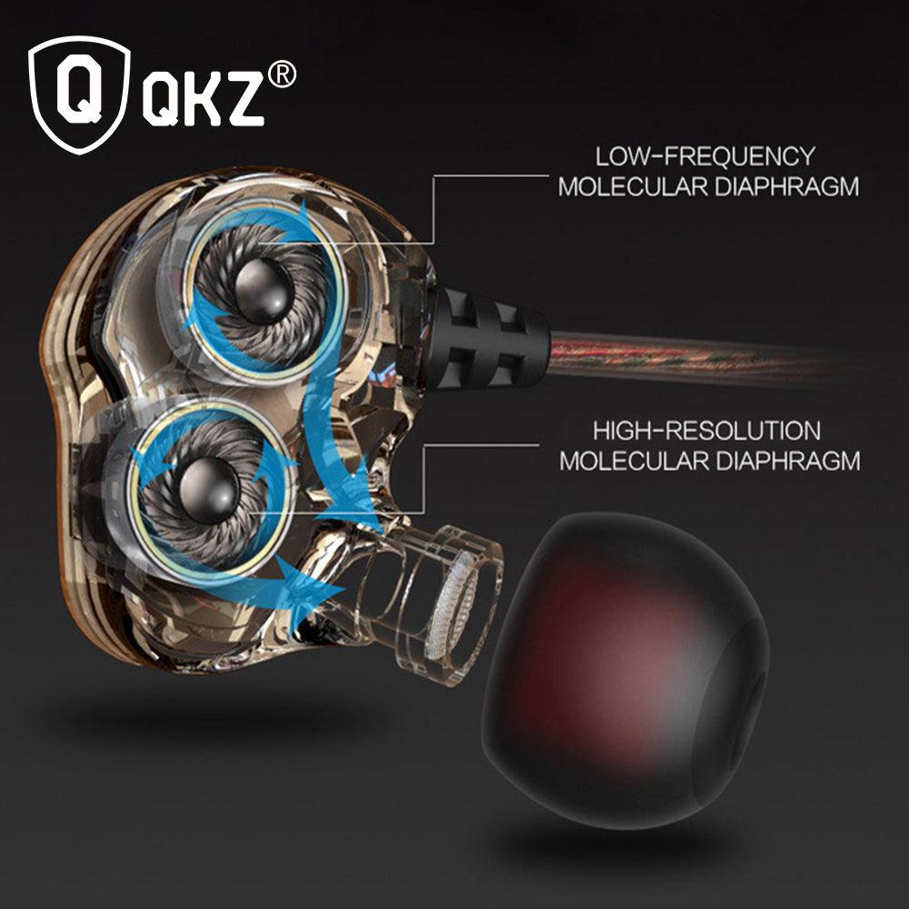 Earphones QKZ KD4 fone de ouvido Mini Dual Driver Original hybrid dual dynamic driver Headphone mp3 DJ Headset auriculares - DRE's Electronics and Fine Jewelry