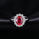 Princess Diana William Engagement Wedding Created Red Ruby Ring Set Pure 925 Sterling Silver Jewelry - DRE's Electronics and Fine Jewelry