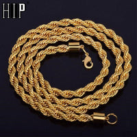 Rope Chain Width 3mm Gold Silver Stainless Steel Necklace Men Twisted Necklaces Jewelry - DRE's Electronics and Fine Jewelry