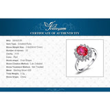 Princess Diana William Engagement Wedding Created Red Ruby Ring Set Pure 925 Sterling Silver Jewelry - Rings