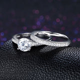 Solid 925 Sterling Silver Ring Sets Engagement Jewelry Classic Fashion - Wedding Rings