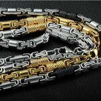 Titanium Stainless Steel 55CM 6MM Heavy Link Byzantine Chains Necklaces for Men Jewelry - DRE's Electronics and Fine Jewelry