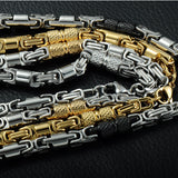 Titanium Stainless Steel 55CM 6MM Heavy Link Byzantine Chains Necklaces for Men Jewelry