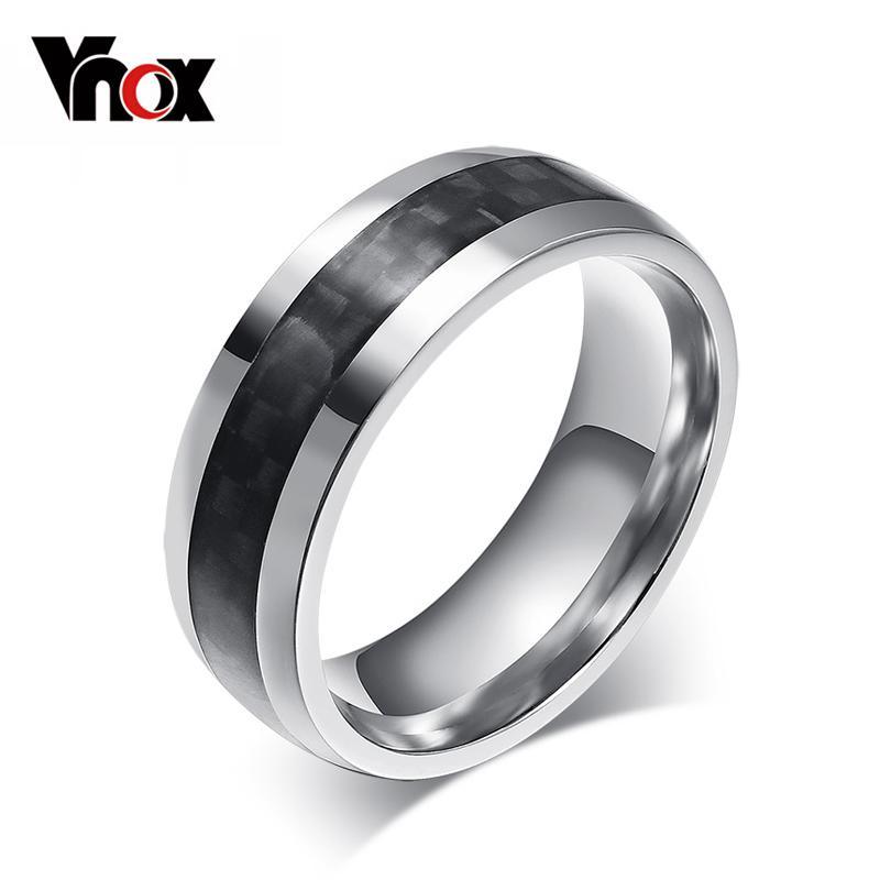 Vnox men ring carbon fiber jewelry