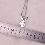 2020 new Women Fashion Cute Long Ear Bunny Pendant Necklaces Charm Playboy Necklace Party Jewelry Collier Femme - silver 50CM - Sterling 