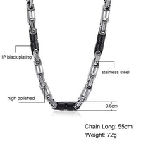 Titanium Stainless Steel 55CM 6MM Heavy Link Byzantine Chains Necklaces for Men Jewelry - DRE's Electronics and Fine Jewelry