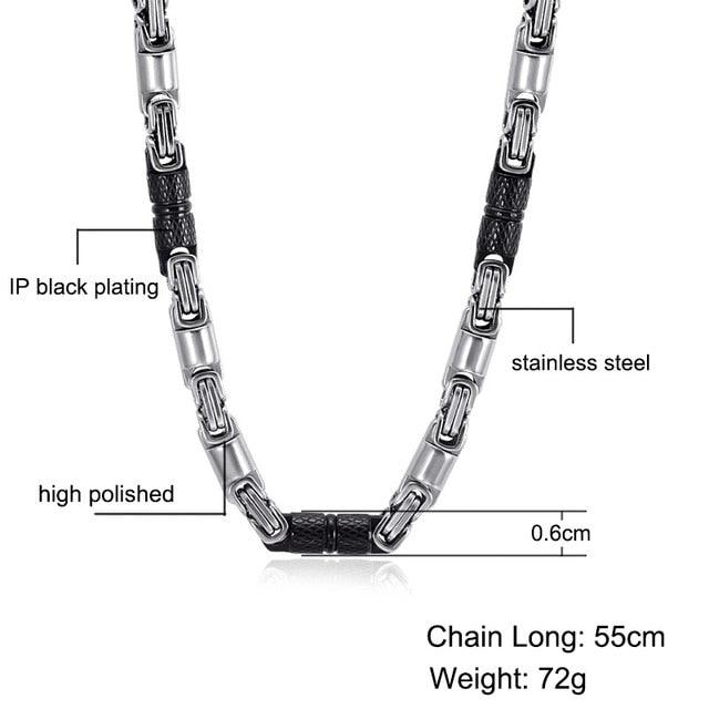 Titanium Stainless Steel 55CM 6MM Heavy Link Byzantine Chains Necklaces for Men Jewelry - DRE's Electronics and Fine Jewelry